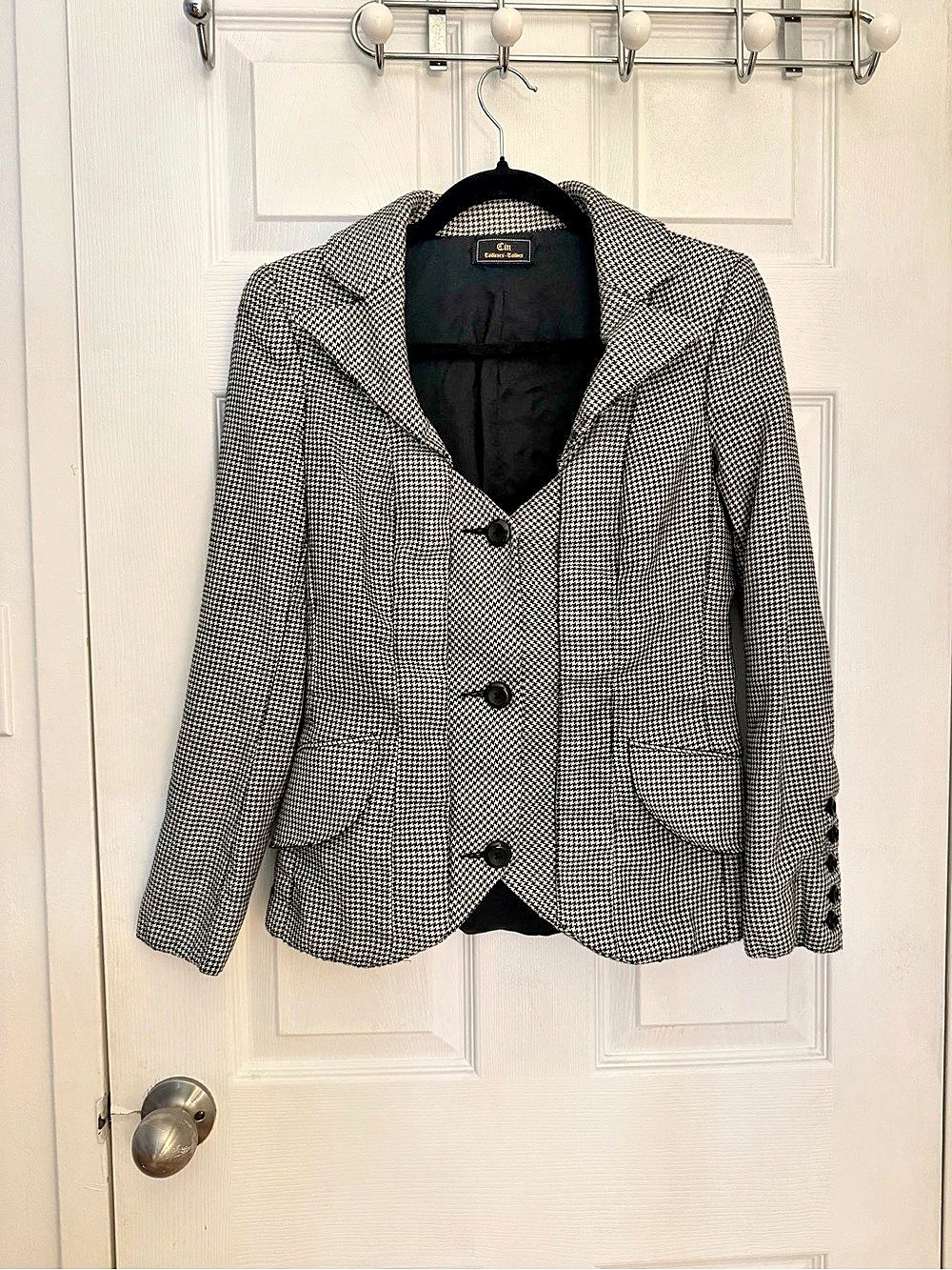 CIN Tailleurs Houndstooth Blazer in Black & White